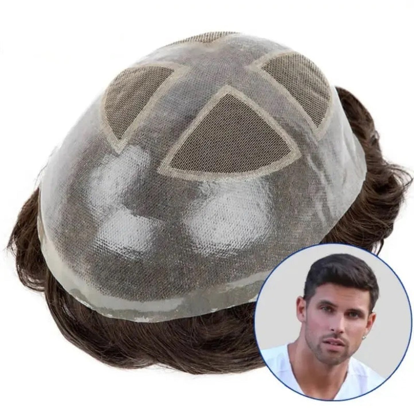 Super Thin Skin 100% Human Hair Toupee for Men