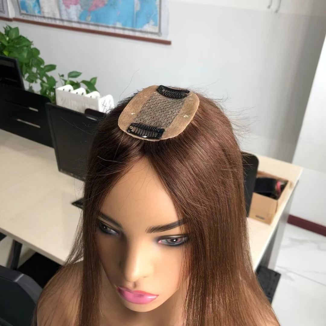 2 Clips Hair Topper - Lightweight, Natural Coverage for Thinning Hair