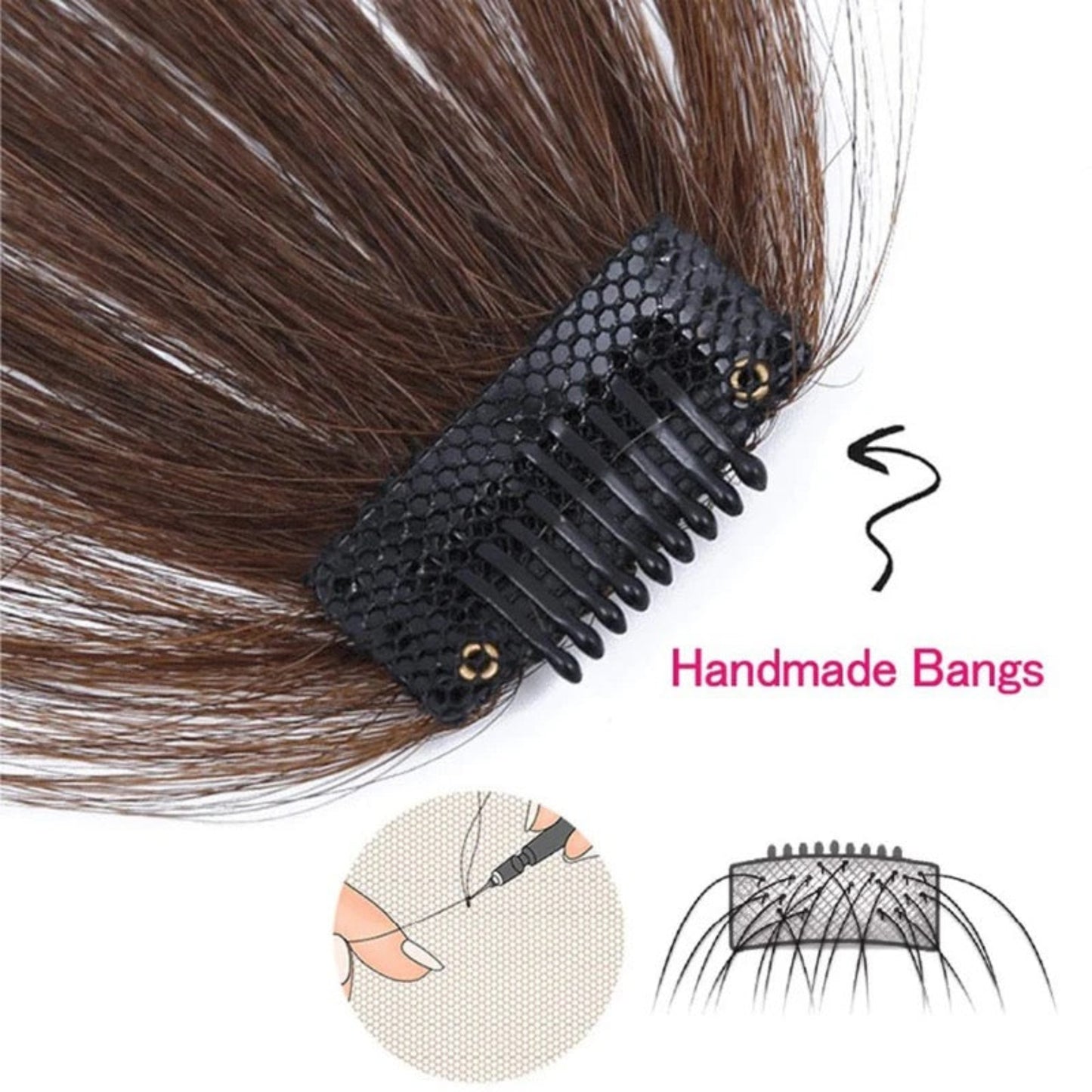 100% human hair bangs extension for women in light brown colour