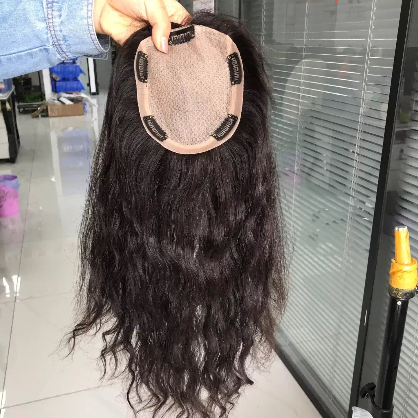 Curly Skin Base Hair Topper – Natural Volume & Seamless Coverage