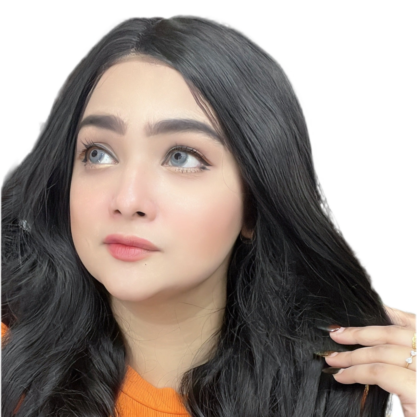 Lace Wig with Mixed Hair – Curly Deep Black Version for a Natural Look
