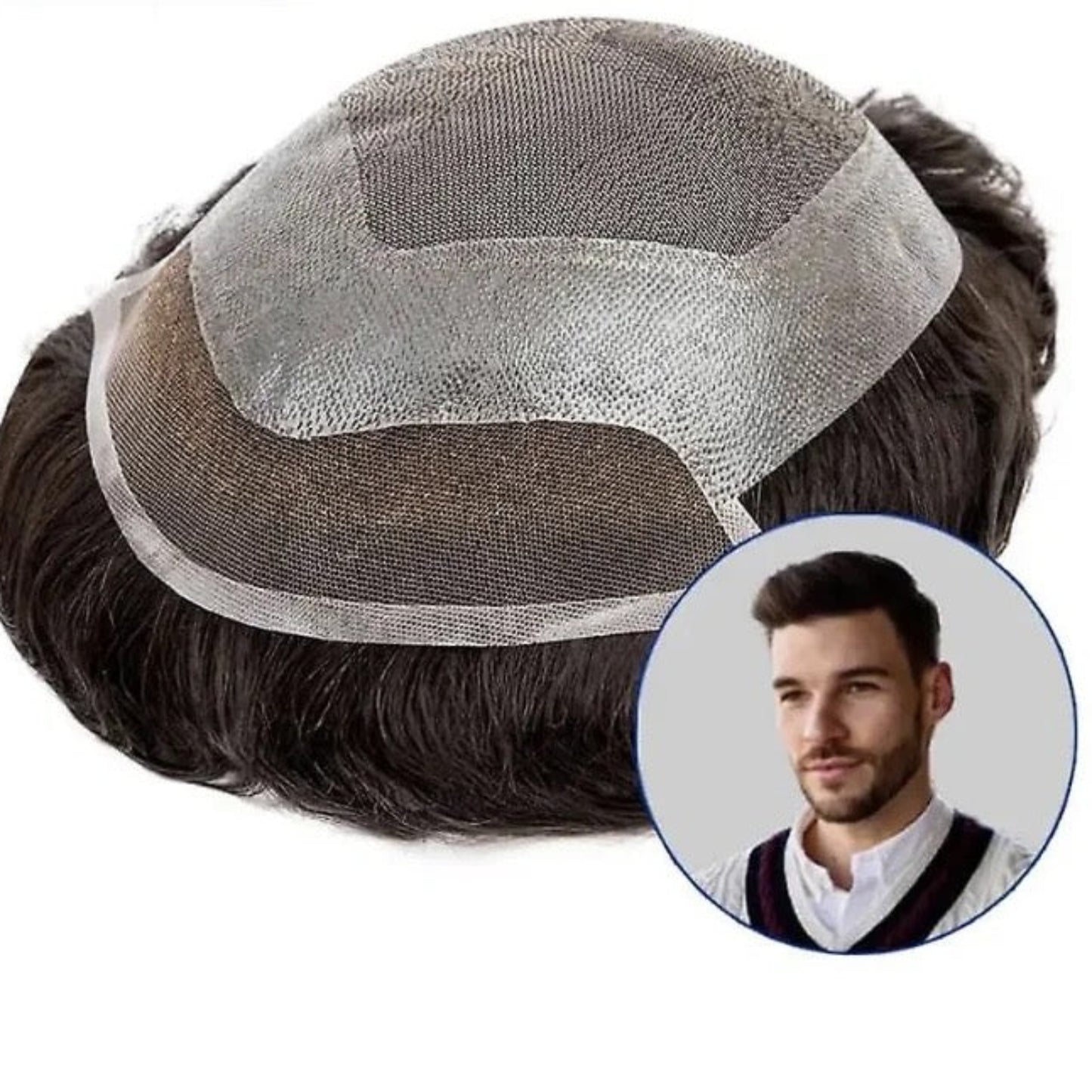 Hollywood Swiss Lace Toupee - crafted from 100% human hair for a natural look!