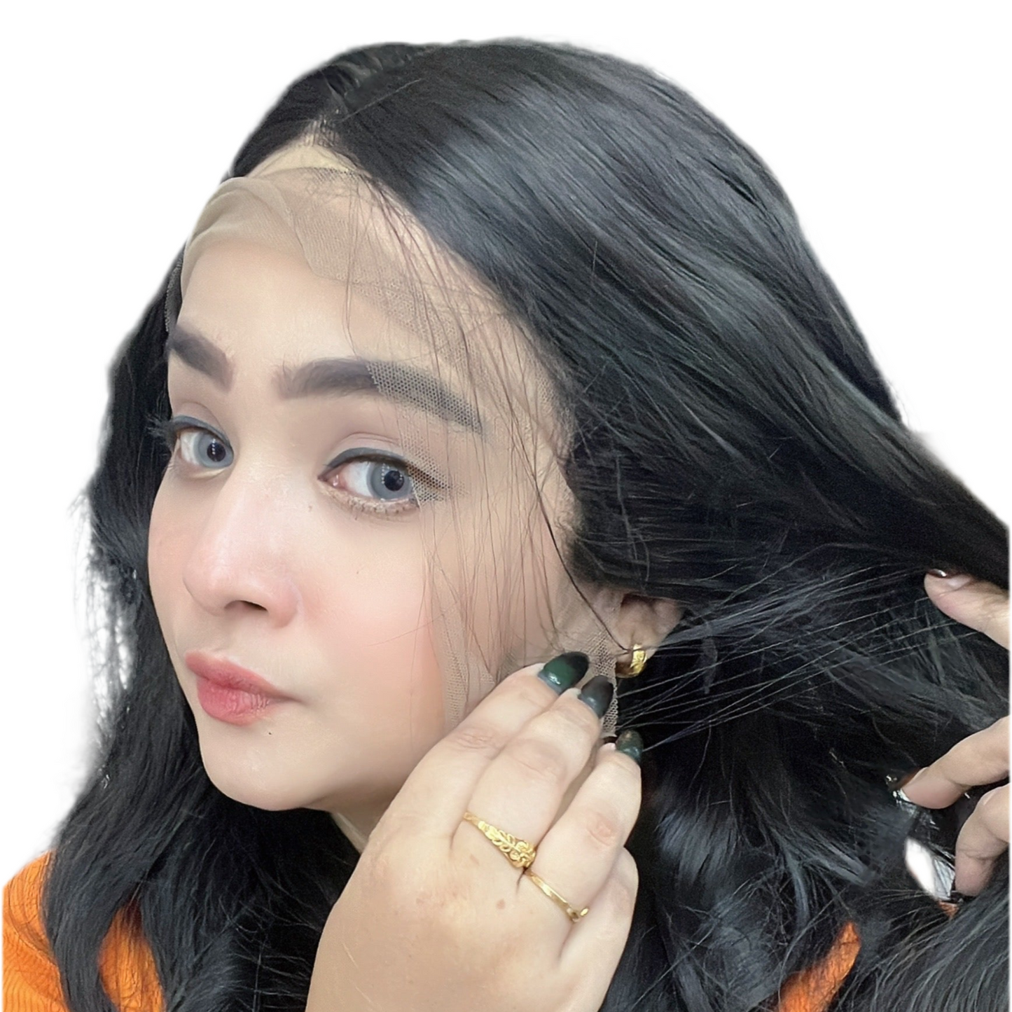 Lace Wig with Mixed Hair – Curly Deep Black Version for a Natural Look