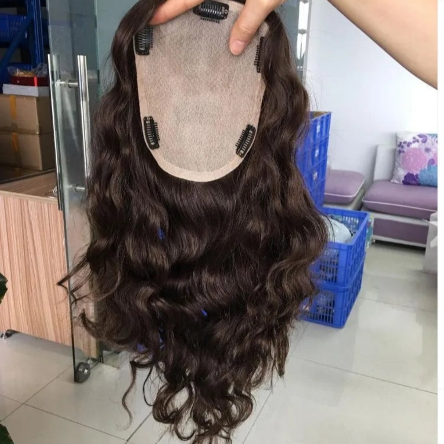 Curly Skin Base Hair Topper – Natural Volume & Seamless Coverage