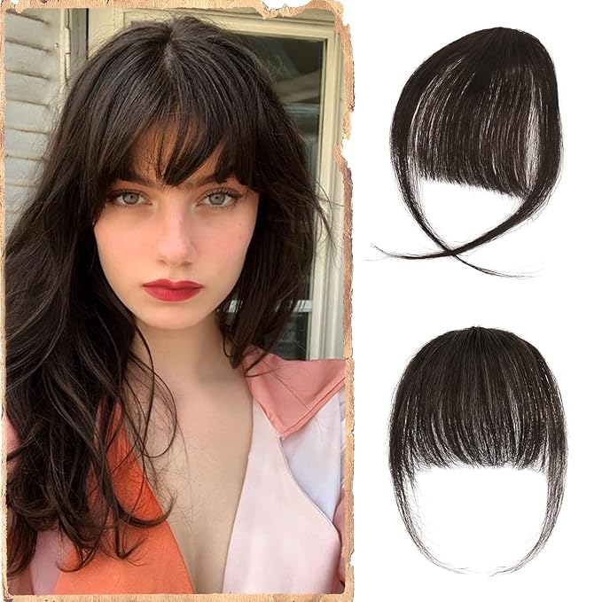 100% human hair bangs extension for women in natural brown colour