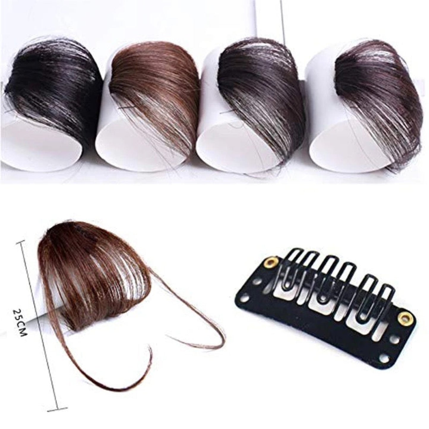 100% human hair bangs extension for women in Darkest brown, natural brown dark brown and light brown colour