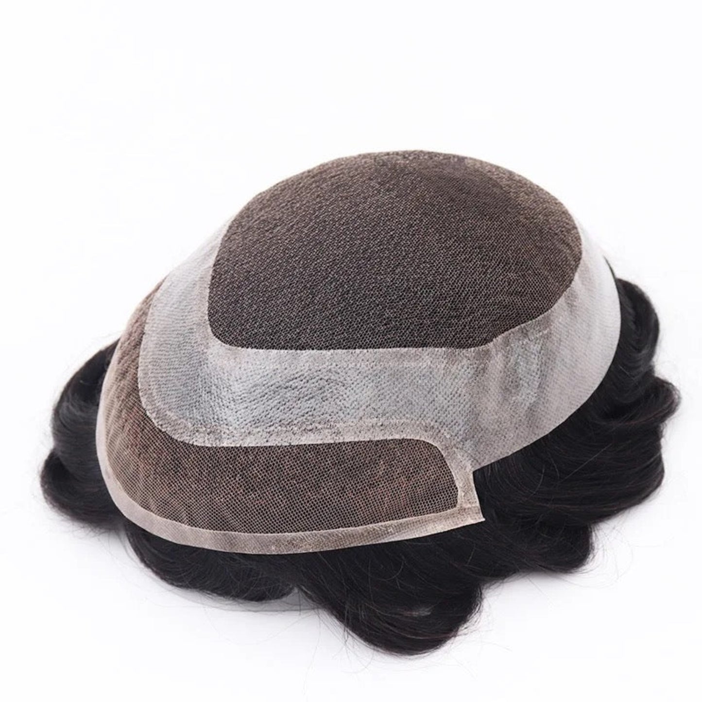 Hollywood Swiss Lace Toupee - crafted from 100% human hair for a natural look!