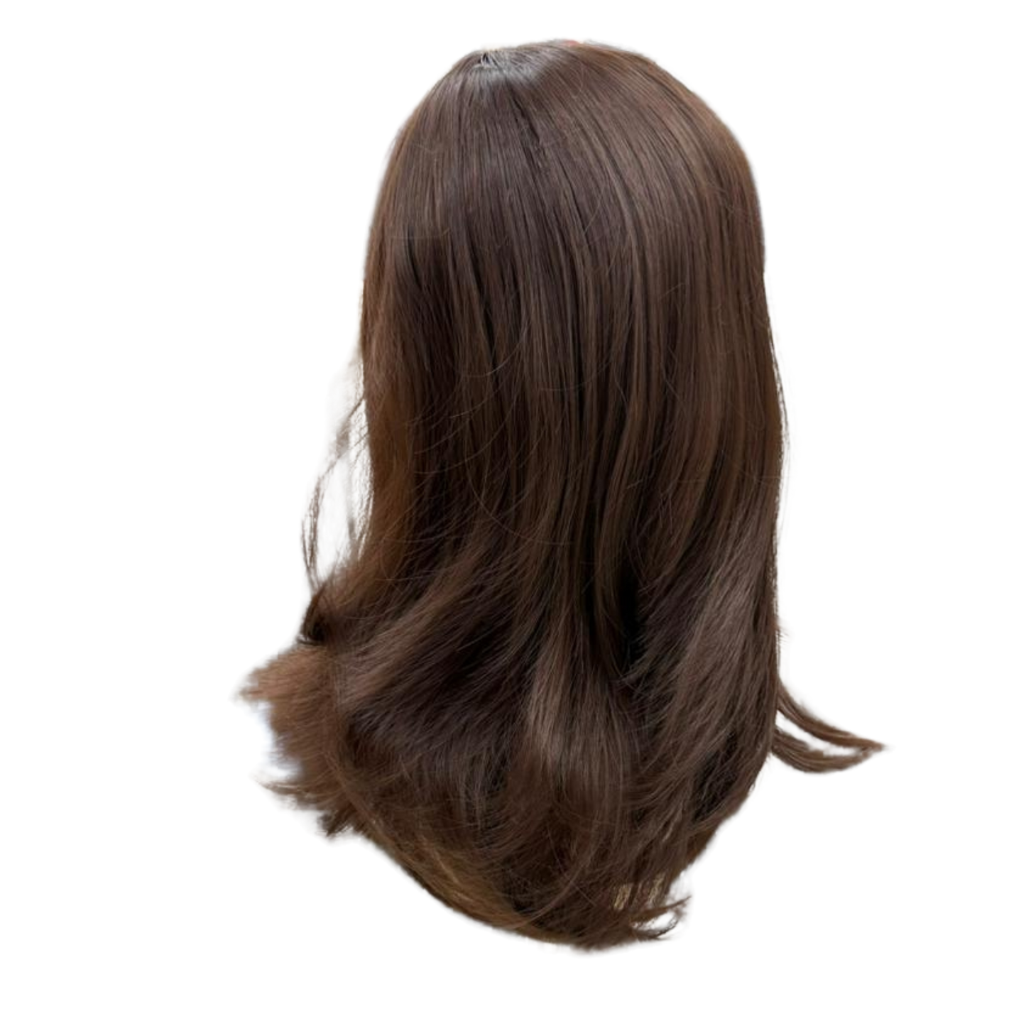 Full hair wig with visible back crafted from premium synthetic fibers for a quick transformation with minimal effort.