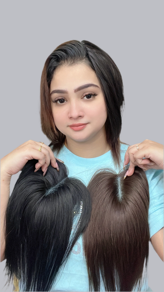 Net base human hair topper