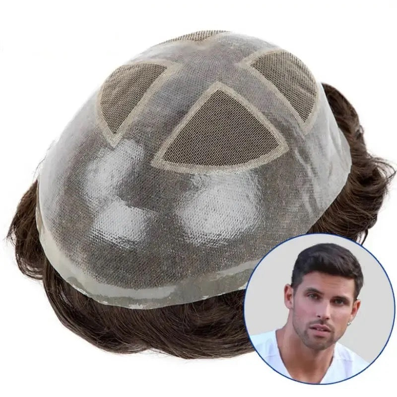 Super thin skin and 100% human hair replacement sky light toupee for men natural