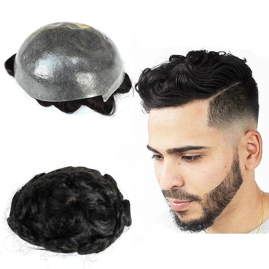 Full super skin base hair toupee pieces for men natural human hair toupee