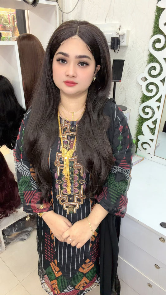 Short lace wig with mix hair