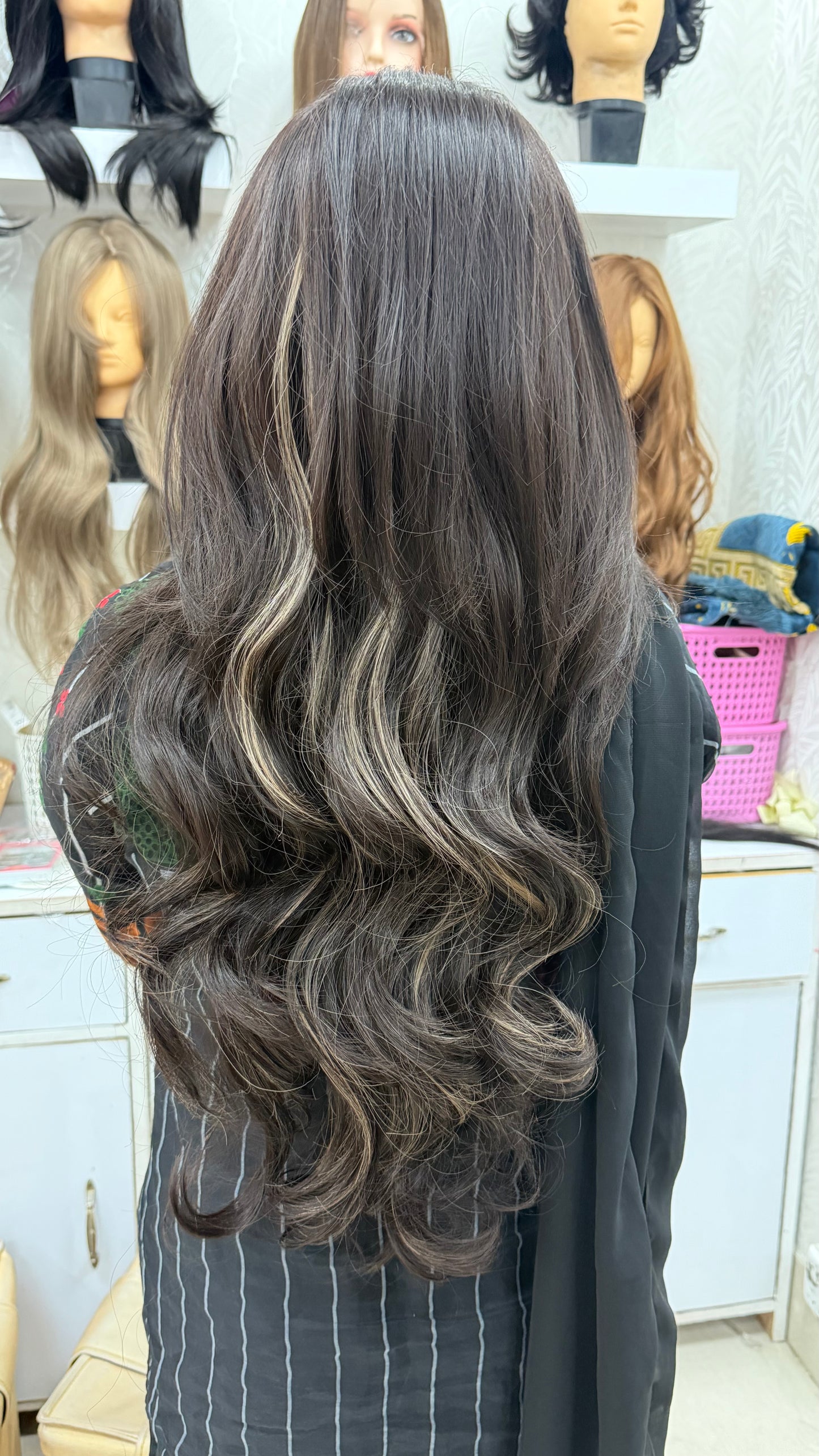 Short lace wig with mix hair