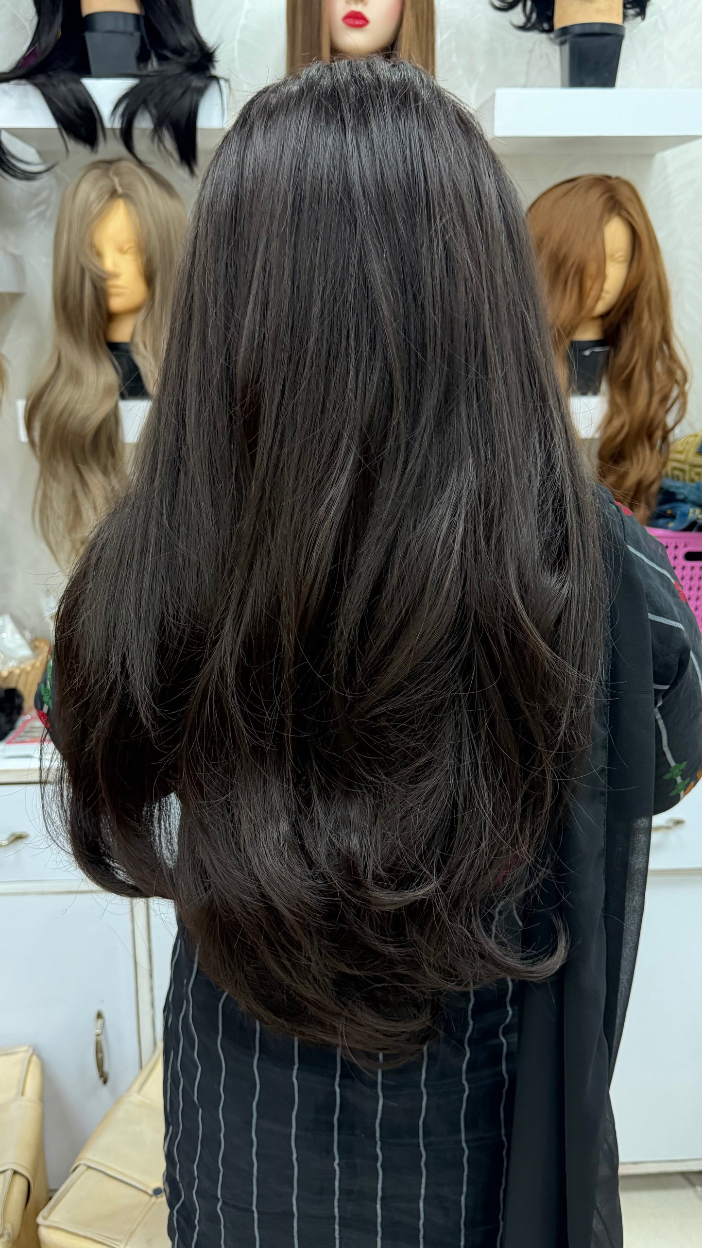 Short lace wig with mix hair